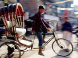 Cycle Rickshaw on Street  Kathmandu  Nepal