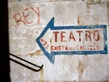 Sign on Wall Directing to Teatro  Lisbon  Portugal
