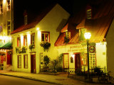 Historic Restaurant at Night  Quebec City  Canada