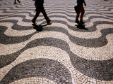 People Crossing Praca Dom Pedro IV (Rossio)  Lisbon  Portugal