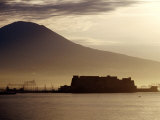 Castel Dell'Ovo and Vesuvius in Background  Naples  Italy