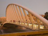People Walking on Puente De Calatrava (Calatrava Bridge)  Valencia  Spain