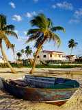 Skiff on Coral Beach Sand  Belize