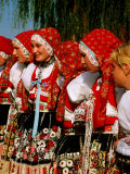 Women Wearing Folk Dress During St Wenceslas Feast Festival  Kyjovska Vs  Moravany  Czech Republic