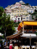 Waterfront Restaurant with Steep Terrace of Houses in Background  Positano  Italy