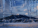 Icicles Hanging in Front of Mountain  Bridger Mountains  Gallatin Valley  USA