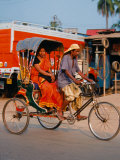 Indian Man in Bicycle Rickshaw  India