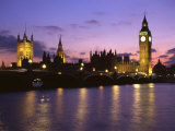 Big Ben  Houses of Parliament and the River Thames at Dusk  London  England
