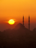 Silhouette of the Faith Mosque at Sunset  Istanbul  Turkey