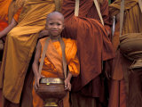 Monk with Alms Wok at That Luang Festival  Laos