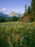 Old Park Service cabin in the Cut Bank Valley of Glacier National Park in Montana