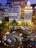 City Lights from Above Pioneer Courthouse Square in Downtown Portland  Oregon  USA