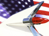 Classic Cadillac and American Flag