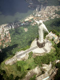 Aerial of Corcovado Christ Statue and Rio de Janeiro  Brazil