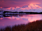 Mt Denali at Sunset From Reflection Pond in Denali National Park  Alaska  USA