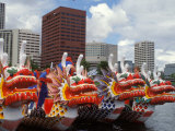 Contestants Preparing Dragon Boats for the Rose Festival Dragon Boat Races  Portland  Oregon  USA