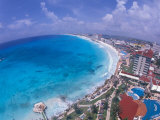 Scenic of Beach with Hotels  Cancun  Mexico