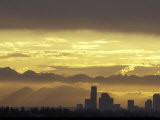 Seattle Skyline and Olympic Mountains  Washington  USA