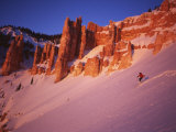 Skier Enjoys Alpenglow  Cedar Breaks National Monument  Utah  USA