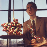 Pioneer Geneticist Biologist James Watson with Molecular Model of DNA