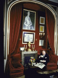 Fashion Designer Christian Dior Having Coffee While Reading Newspaper
