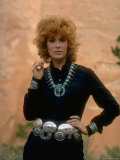 Actress Jill St John Wearing Plethora of Turquoise Jewelry  Made by Navajao Indians