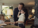 Actor John Wayne at Home with His Son Ethan and Daughter