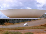 Three Powers Square Building Built by Oscar Niemeyer as Volkwagan drives by