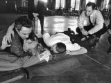 Actors Jason Robards and Maria Schell Rehearsing a Scene from "For Whom the Bells Toll"