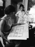 First Lady Jacqueline Kennedy Looking over Blueprints While Continuing to Redecorate White House