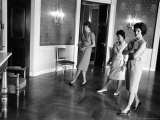 Jacqueline Kennedy and Aides Looking over Blue Room While in Process of Redecorating White House
