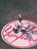 Portrait of Yankee Baseball Player Mickey Mantle Kneeling on the New York Yankee Emblem