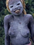 Girl of Bassa Tribe Covered in White Paint Signifies the End of Seclusion Following Circumcision