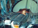 Actress Jane Fonda trapped in Machine which kills during scene from Roger Vadim's "Barbarella"