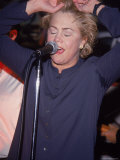 Actress Kathleen Turner Singing with Her Husband's Band Named the Suits at the Harley Davidson Cafe