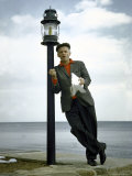 Actor Art Carney Leaning Against a Lamp Post