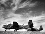Two Camouflaged A-20 Attack Planes Sitting on Airstrip at American Desert Air Base  WWII