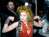 Singer Cyndi Lauper Flexing Her Muscles