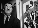 Fernand Leger Standing Beside His Design Contribution to Exhibition 