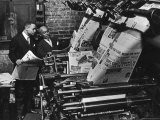 Newspaper Founder Robert S Abbott Checking Printing Press at the African American Newspaper