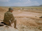US General George S Patton Watches Battle Between German and American Forces in El Guettar Valley