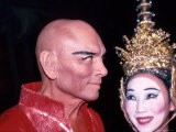 Actors Yul Brynner and Wife Kathy in Make Up and Costume for the Musical "The King and I"