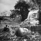 Buddhist Temple Destroyed During Karen Uprising  Buddha's Head Lying Where It Fell During Battle
