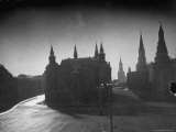 Moonlit View of Historical Museum and the Kremlin in Red Square During Wartime Protective Blackout