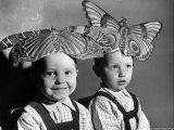 Darling Russian Kindergarten Children Wearing Paper Butterflies