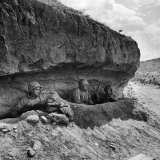 American Soldiers Thurman Rector  Leon Jeannotte and Chelsea Bates Taking Cover in a Trench