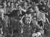 Howard R Hughes Testifying at Hearing Before the Senate War Investigation Committee