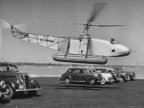 Igor Sikorsky Taking Off in Helicopter from Parking Lot
