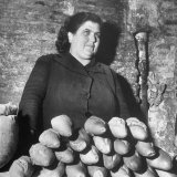 Italian Woman Selling Bread in Her Black Market Street Stall on the Tor Di Nono