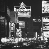 Night View of Taxi and Traffic Congestion Looking North on 45th Street